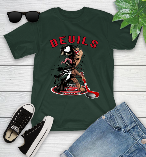 NHL New Jersey Devils Hockey Venom Groot Guardians Of The Galaxy Youth T-Shirt 5