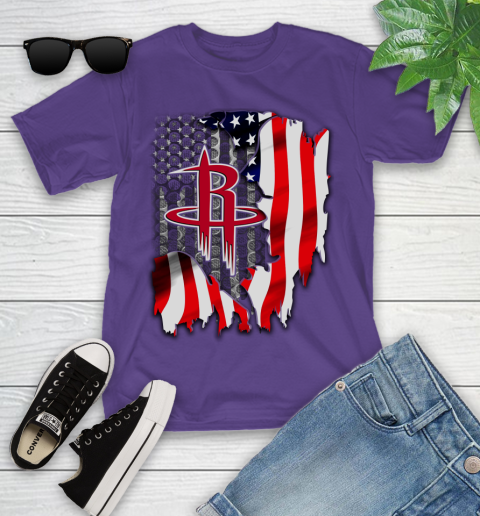 Houston Rockets NBA Basketball American Flag Youth T-Shirt 3