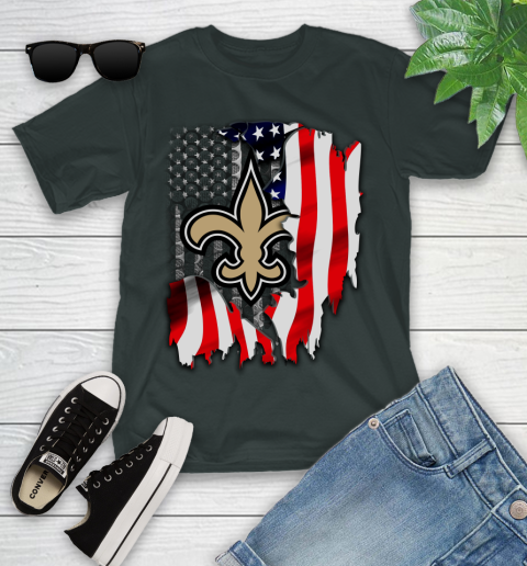 New Orleans Saints NFL Football American Flag Youth T-Shirt 6