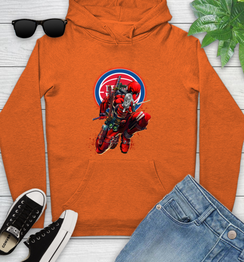 NBA Deadpool Marvel Comics Sports Basketball Detroit Pistons Youth Hoodie 5