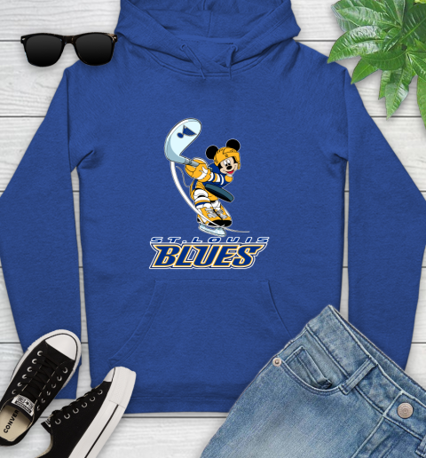 NHL Hockey St.Louis Blues Cheerful Mickey Mouse Shirt Youth Hoodie - Image 10