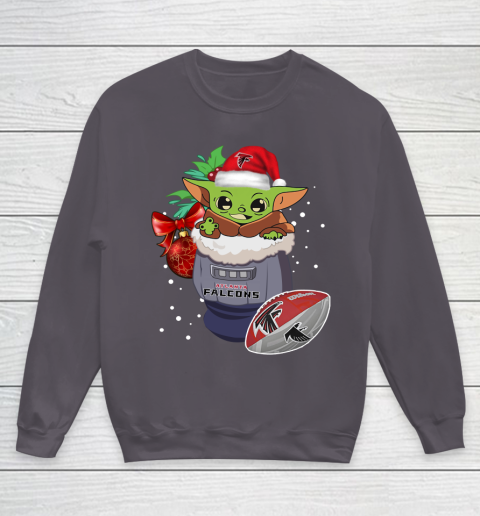 Atlanta Falcons Christmas Baby Yoda Star Wars Funny Happy NFL Youth Sweatshirt 6