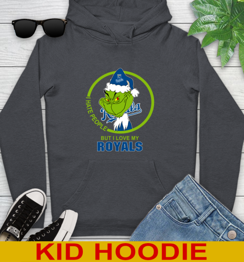Kansas City Royals MLB Christmas Grinch I Hate People But I Love My Favorite Baseball Team Youth Hoodie 9