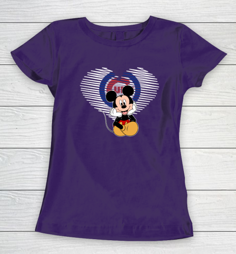 MLB Chicago Cubs The Heart Mickey Mouse Disney Baseball Women's T-Shirt 4
