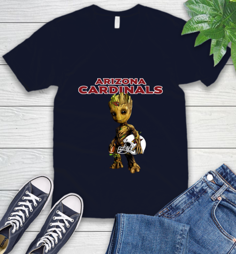 Arizona Cardinals NFL Football Groot Marvel Guardians Of The Galaxy V-Neck T-Shirt 3