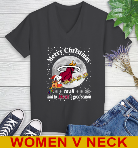 Miami Heat Merry Christmas To All And To Heat A Good Season NBA Basketball Sports Women's V-Neck T-Shirt 8