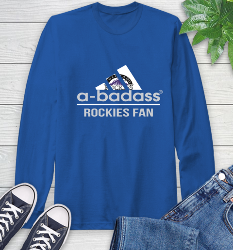 MLB A Badass Colorado Rockies Fan Adidas Baseball Sports Long Sleeve T-Shirt 10