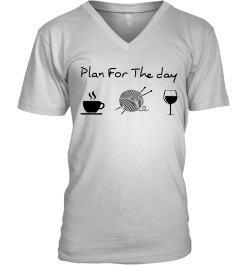 Plan For The Day Knitting V-Neck T-Shirt