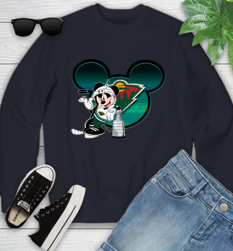 NHL Minnesota Wild Stanley Cup Mickey Mouse Disney Hockey T Shirt Youth Sweatshirt 3