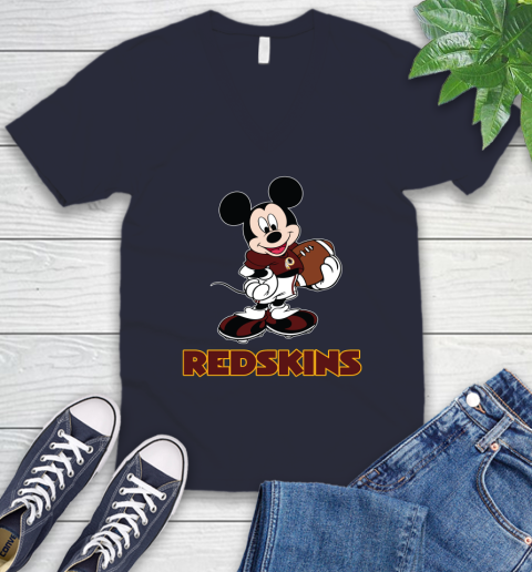 NFL Football Washington Redskins Cheerful Mickey Mouse Shirt V-Neck T-Shirt 3