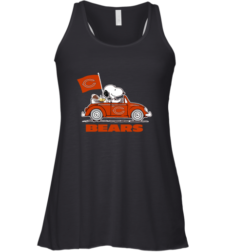 Snoopy And Woodstock Ride The Chicago Bears Car NFL Racerback Tank