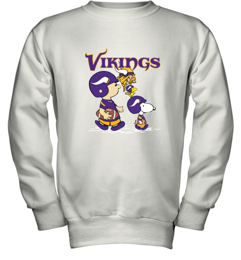 Minnesota Vikings Let's Play Football Together Snoopy NFL Youth Sweatshirt
