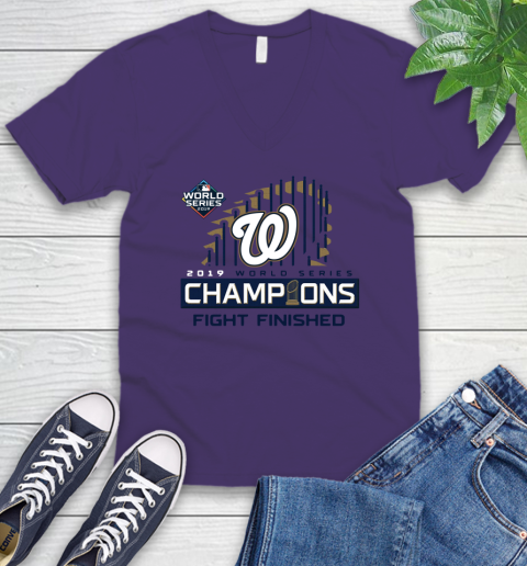 Finish The Fight Washington Nationals World Series V-Neck T-Shirt 9