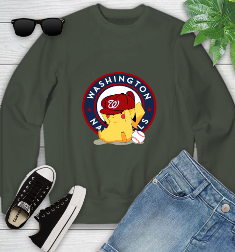 MLB Pikachu Baseball Sports Washington Nationals Youth Sweatshirt 10