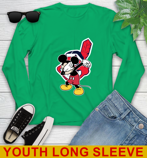 Cleveland Indians MLB Baseball Dabbing Mickey Disney Sports Youth Long Sleeve 7