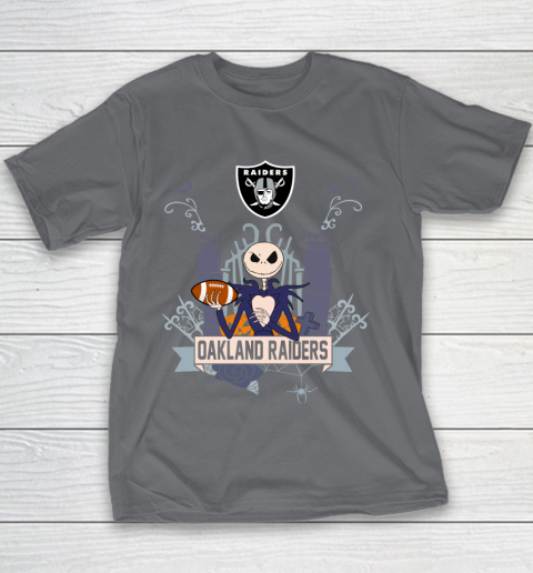 NFL Oakland Raiders Football Jack Skellington Halloween Youth T-Shirt 5