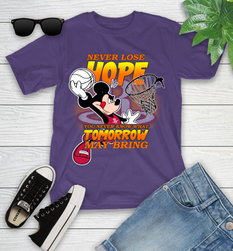 Houston Rockets NBA Basketball Mickey Disney Never Lose Hope Youth T-Shirt 3