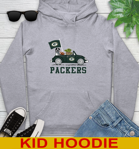 NFL Football Green Bay Packers Darth Vader Baby Yoda Driving Star Wars Shirt Youth Hoodie 6