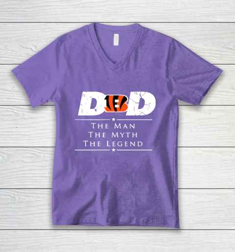 Cincinnati Bengals NFL Football Dad The Man The Myth The Legend V-Neck T-Shirt 8