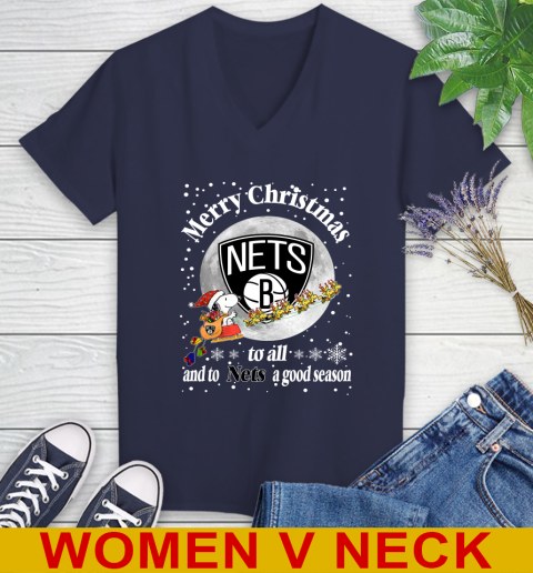 Brooklyn Nets Merry Christmas To All And To Nets A Good Season NBA Basketball Sports Women's V-Neck T-Shirt 12