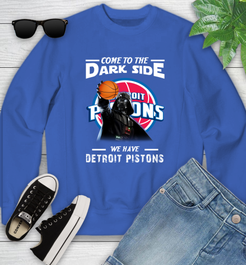 NBA Come To The Dark Side We Have Detroit Pistons Star Wars Darth Vader Basketball Youth Sweatshirt 7
