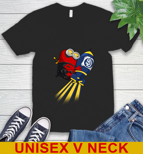 MLB Baseball San Diego Padres Deadpool Minion Marvel Shirt V-Neck T-Shirt