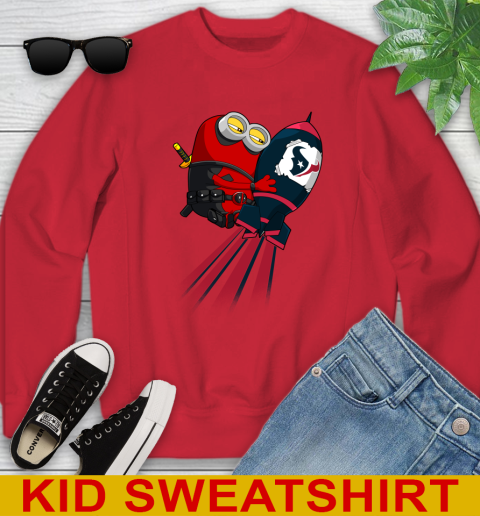 NFL Football Houston Texans Deadpool Minion Marvel Shirt Youth Sweatshirt 7