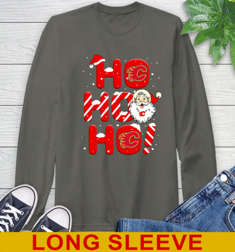 Calgary Flames NHL Hockey Ho Ho Ho Santa Claus Merry Christmas Shirt Long Sleeve T-Shirt 10
