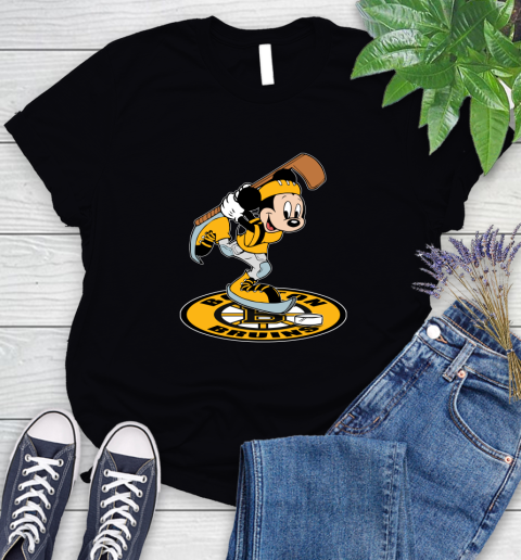 NHL Hockey Boston Bruins Cheerful Mickey Disney Shirt Women's T-Shirt