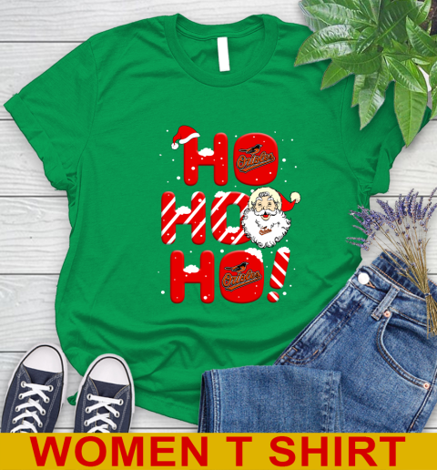 Baltimore Orioles MLB Baseball Ho Ho Ho Santa Claus Merry Christmas Shirt Women's T-Shirt 7