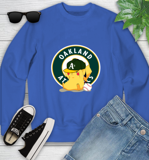MLB Pikachu Baseball Sports Oakland Athletics Youth Sweatshirt 8