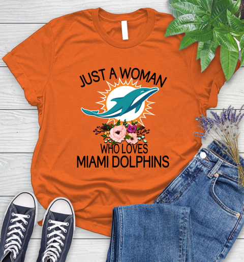 NFL Just A Woman Who Loves Miami Dolphins Football Sports Women's T-Shirt 2
