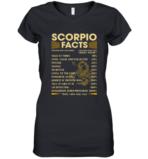 Scorpio Facts Serving Per Container Daily Value Women's V-Neck T-Shirt