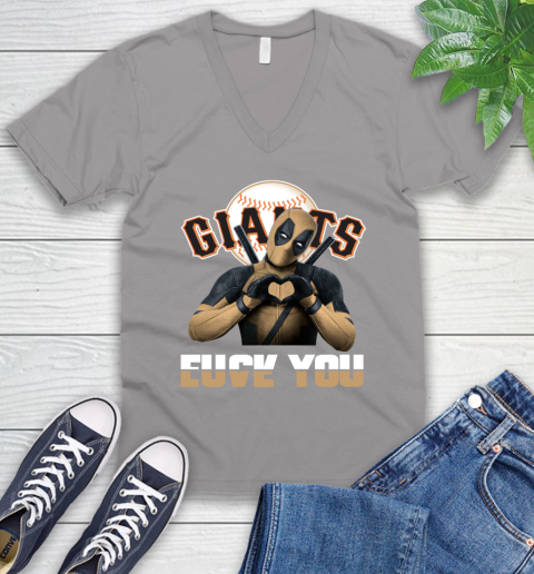 MLB San Francisco Giants Deadpool Love You Fuck You Baseball Sports V-Neck T-Shirt 3