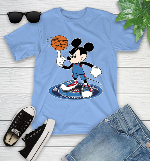 NBA Basketball Oklahoma City Thunder Cheerful Mickey Disney Shirt Youth T-Shirt 11