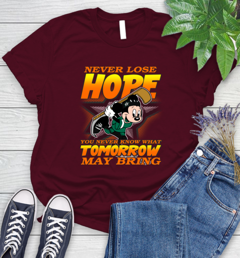 Dallas Stars NHL Hockey ootball Mickey Disney Never Lose Hope Women's T-Shirt 7