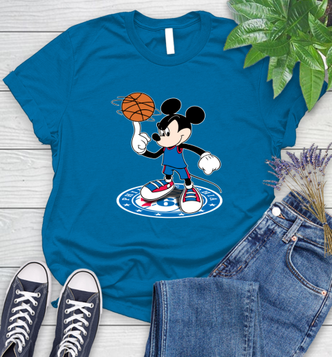 NBA Basketball Philadelphia 76ers Cheerful Mickey Disney Shirt Women's T-Shirt 8