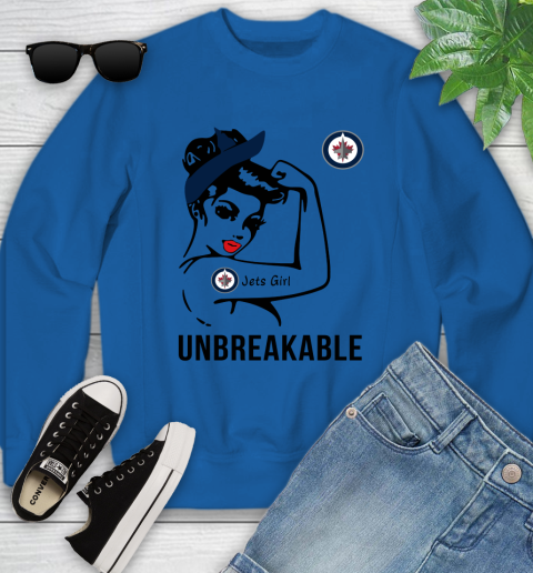 NHL Winnipeg Jets Girl Unbreakable Hockey Sports Youth Sweatshirt 4