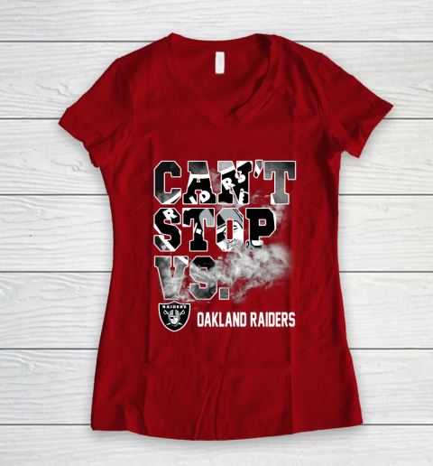 NFL Oakland Raiders Can't Stop Vs Women's V-Neck T-Shirt 8