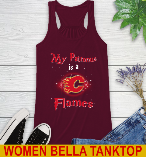NHL Hockey Harry Potter My Patronus Is A Calgary Flames Racerback Tank 2