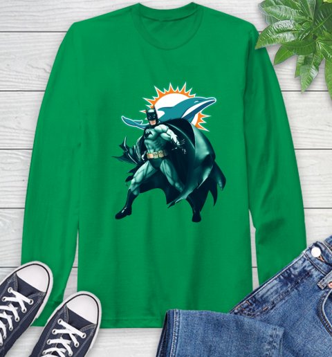 NFL Batman Football Sports Miami Dolphins Long Sleeve T-Shirt 7