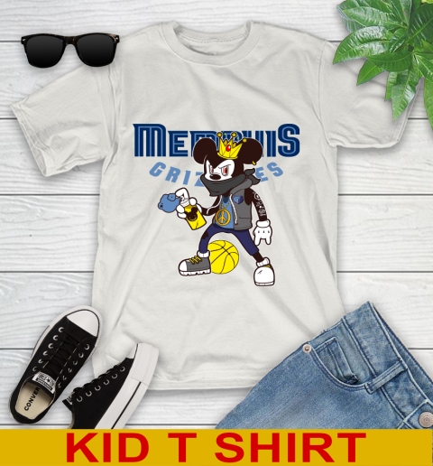 Memphis Grizzlies NBA Basketball Mickey Peace Sign Sports Youth T-Shirt 12