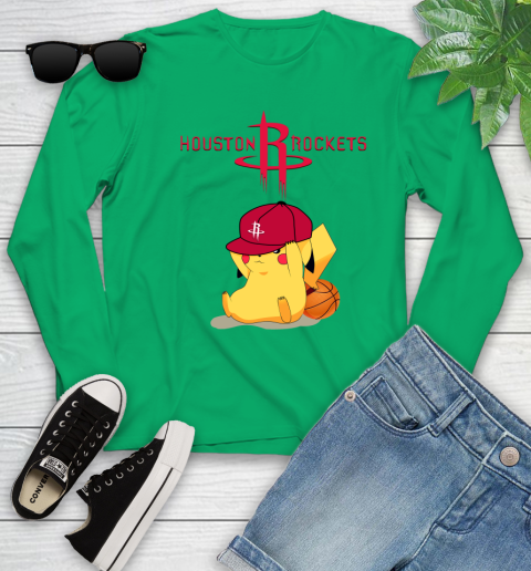 NBA Pikachu Basketball Sports Houston Rockets Youth Long Sleeve 6