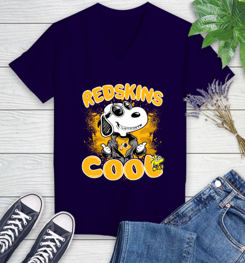 NFL Football Washington Redskins Cool Snoopy Shirt Women's V-Neck T-Shirt 3