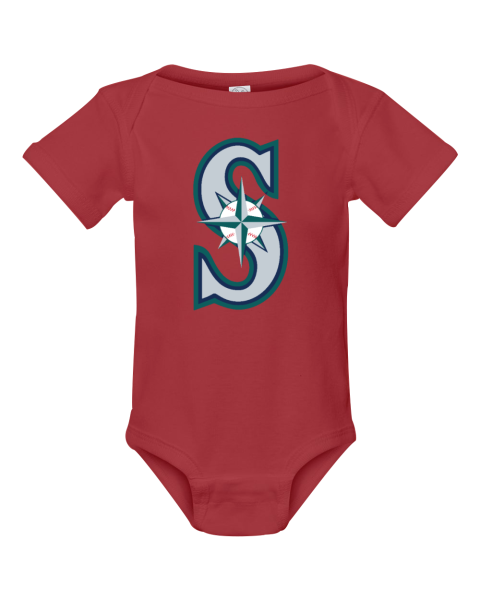 Custom MLB Seattle Mariners Logo Short Sleeve Baby Infant Bodysuit