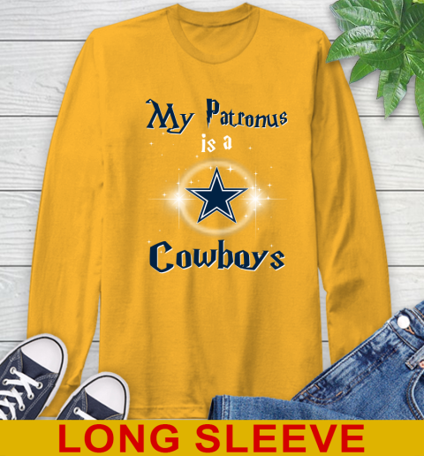 NFL Football Harry Potter My Patronus Is A Dallas Cowboys Long Sleeve T-Shirt 2
