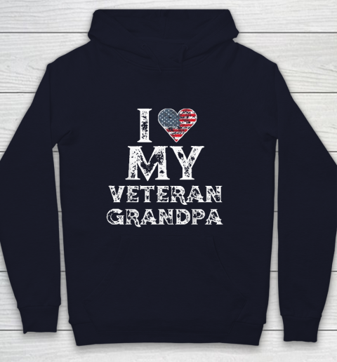 I Love My Veteran Grandpa Vintage Veteran's Day Youth Hoodie 2