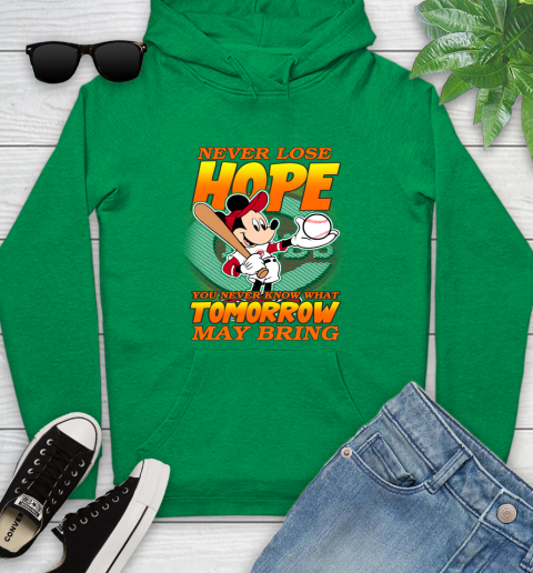 Cincinnati Reds MLB Baseball Mickey Disney Never Lose Hope Youth Hoodie 9
