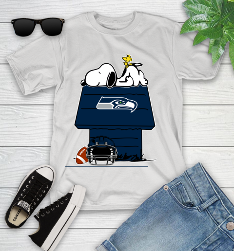 Seattle Seahawks NFL Football Snoopy Woodstock The Peanuts Movie Youth T-Shirt