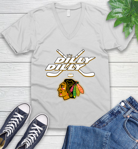 NHL Chicago Blackhawks Dilly Dilly Hockey Sports V-Neck T-Shirt